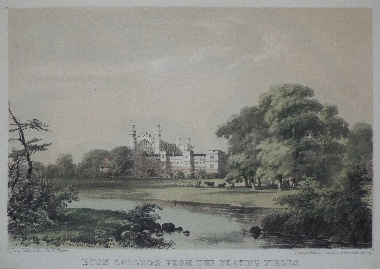 Lithograph - Eton College from the Paying Fields. - Earp